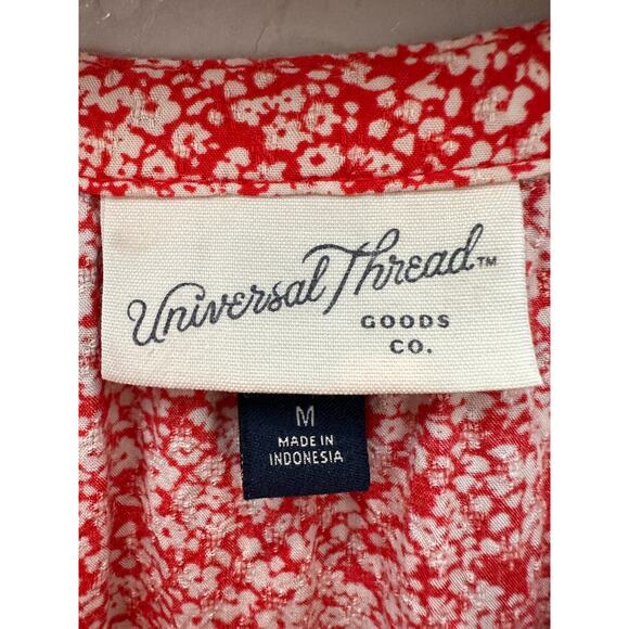 UNIVERSAL THREAD | Orange Floral Calico Button Front Short Sleeve Top | Medium - Picture 5 of 6